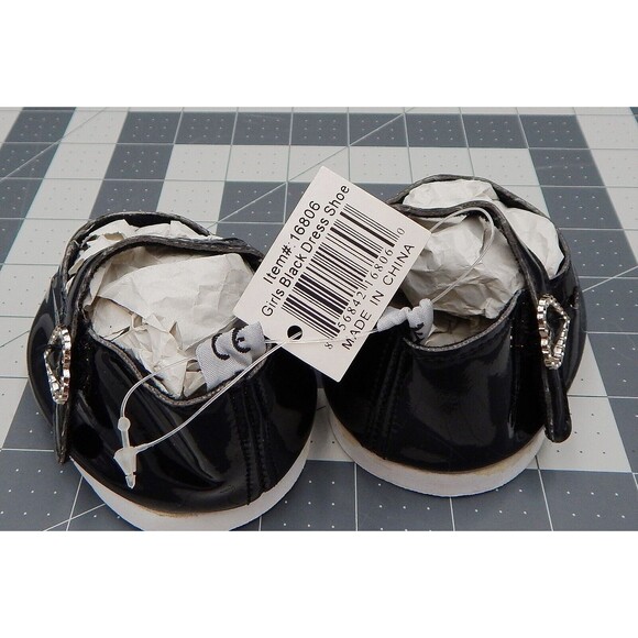 Teddy Mountain Bear Toy Shoes Black Patent Mary Jane Hearts - Picture 8 of 10